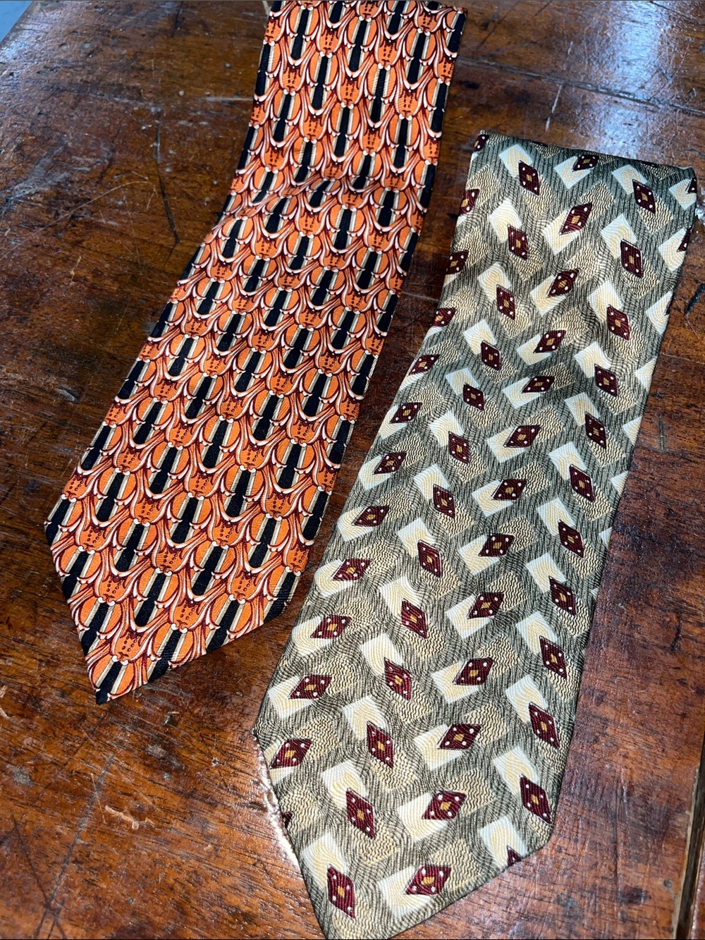 Pair Men's Version Vintage Patterned 100% Silk Tie - Classic Geometric Design